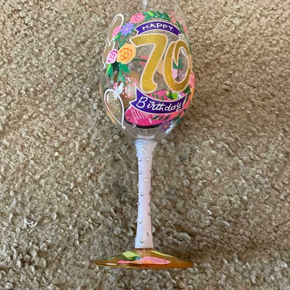 Lolita 70th Birthday Wine Glass.